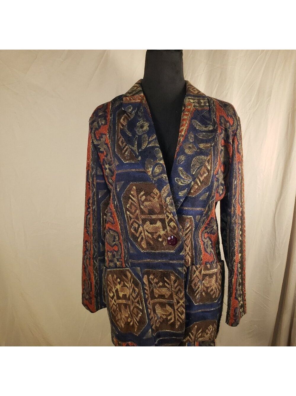 Tofy Vintage Abstract Multicolor Blazer - Size 6